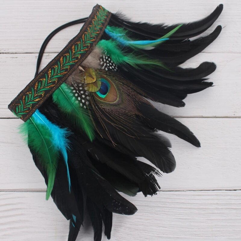 Этнический стиль обруч для волос с перьями павлина повязка на голову для девочек повязка на голову на Хэллоуин