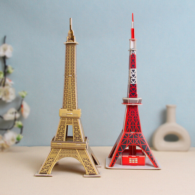 World Famous Buildings Model Cardboard Puzzle For Children DIY Handmade Toys Desktop Decorations