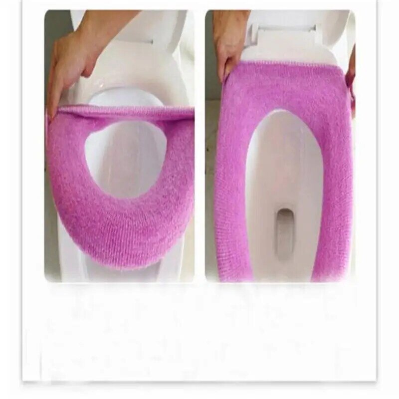 O-Type Quente Plush Toilet Seat Cover, lavável Seat Cover, almofada macia, esteira do banheiro, cor aleatória