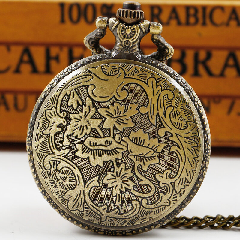 Reloj de bolsillo de cuarzo con esqueleto de bronce, reloj colgante exquisito, reloj de collar para niños, regalos para hombres y mujeres, tema de Halloween