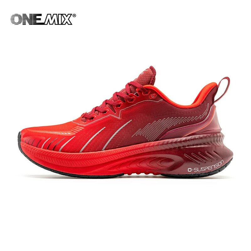 Onemix sepatu berlari 2023, sneaker atletik Gym Jogging tahan aus sol tebal menyerap guncangan