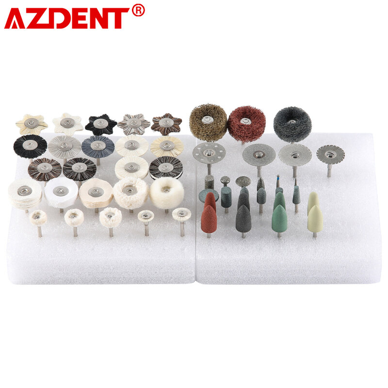 AZDENT-Kit De Polimento Dental, Laboratório HP Polidor Set, Brocas Escova, Grinding Clinic Lab Tools, 2.35mm Diâmetro Da Haste, 51Pcs por Caixa, 2023