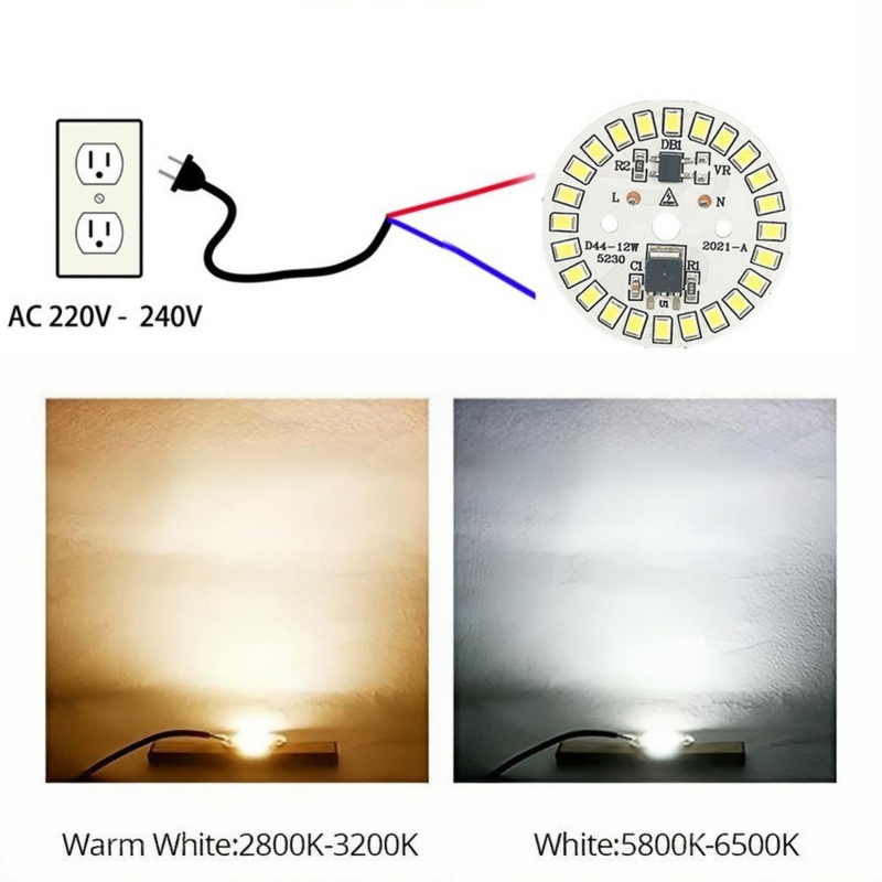 หลอดไฟ LED Patch SMD แผ่นวงกลมหลอดไฟโมดูลแหล่งสำหรับหลอดไฟ AC 220V-240V Led ดาวน์ไลท์ชิปสปอร์ตไลท์ LED