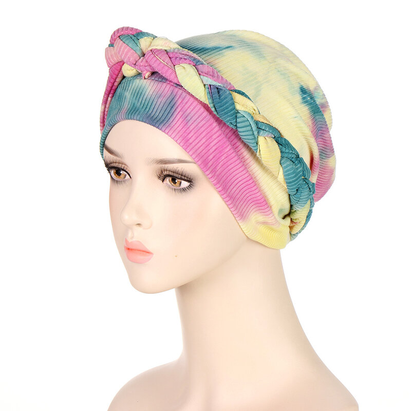 พิมพ์ผ้าฝ้ายหมวกมุสลิมผ้าพันคอผู้หญิงอิสลาม Inner Hijab Turban หมวก Headwear อาหรับ Wrap ผ้าพันหัวเครื่องประดับผมหมวก