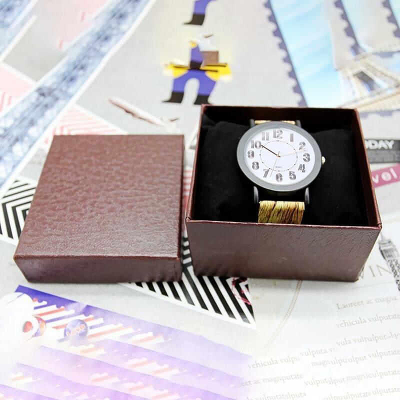 Soporte de cuero de imitación para relojes de pulsera, caja de almacenamiento de exhibición, organizador de reloj de pulsera, caja de embalaje de regalo de joyería