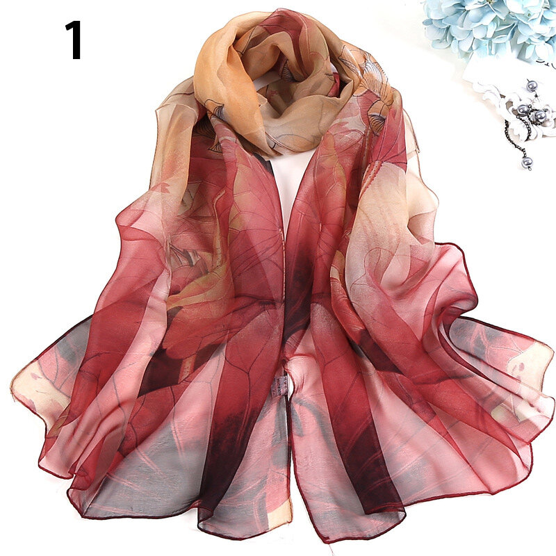 Lenço de seda estampado floral feminino, lenço fashion, elegante xale quadrado, novo