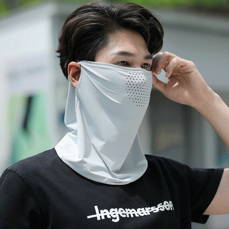 Outdoor Neck Wrap Cover Solid Color Summer Face Scarves Neck Wrap Cover Ice Silk Mask Sunscreen Face Scarf Face Cover