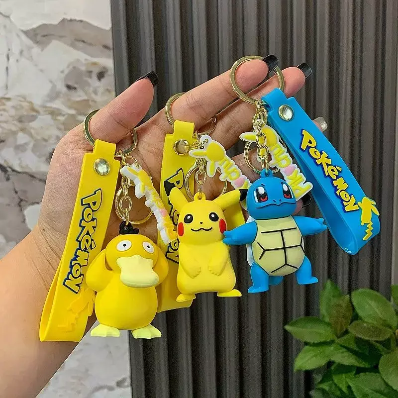 Pokemon Pikachu brelok Anime figurka zabawka akcji Kawaii Cartoon fason Charmander Psyduck lalka brelok breloczek do kluczy samochodowych prezent dla dzieci