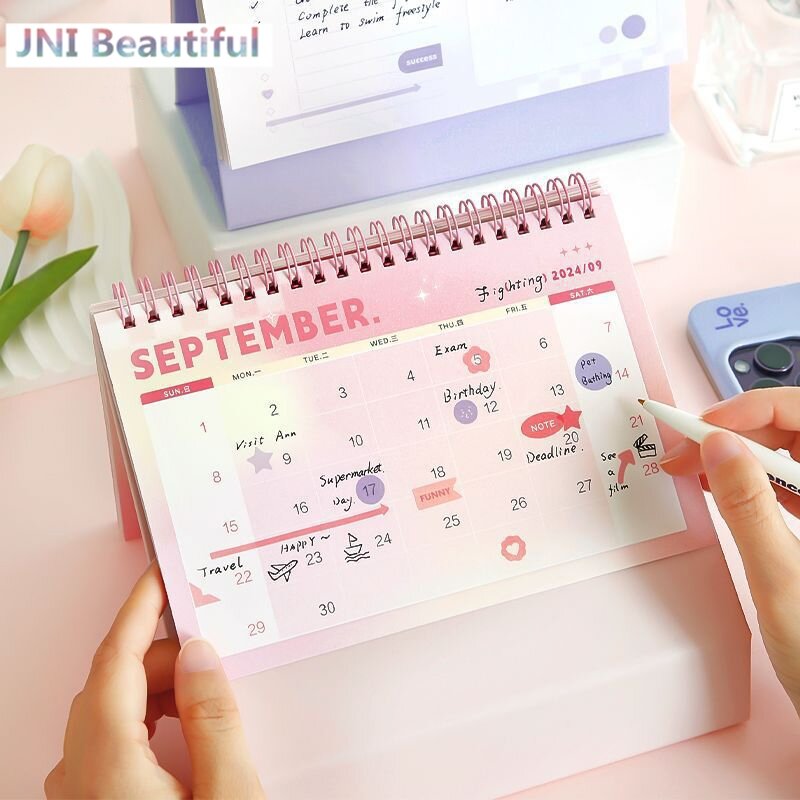 2024 Jaarkalender Creatieve Minimalistische Kalender Studentenbureau Desktop Decoratie Draagbare Maandelijkse Kalender Voor Het Opnemen Van Evenementen