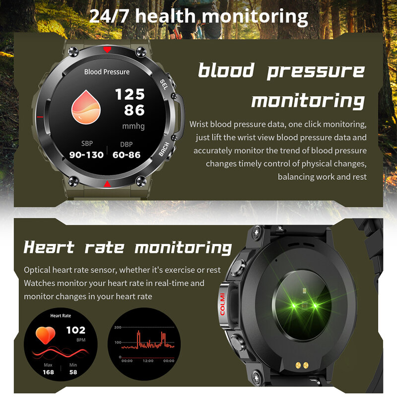 COLMI-V70 Smartwatch para homens, tela AMOLED HD ultra grande, chamada Bluetooth, rastreamento de saúde e fitness