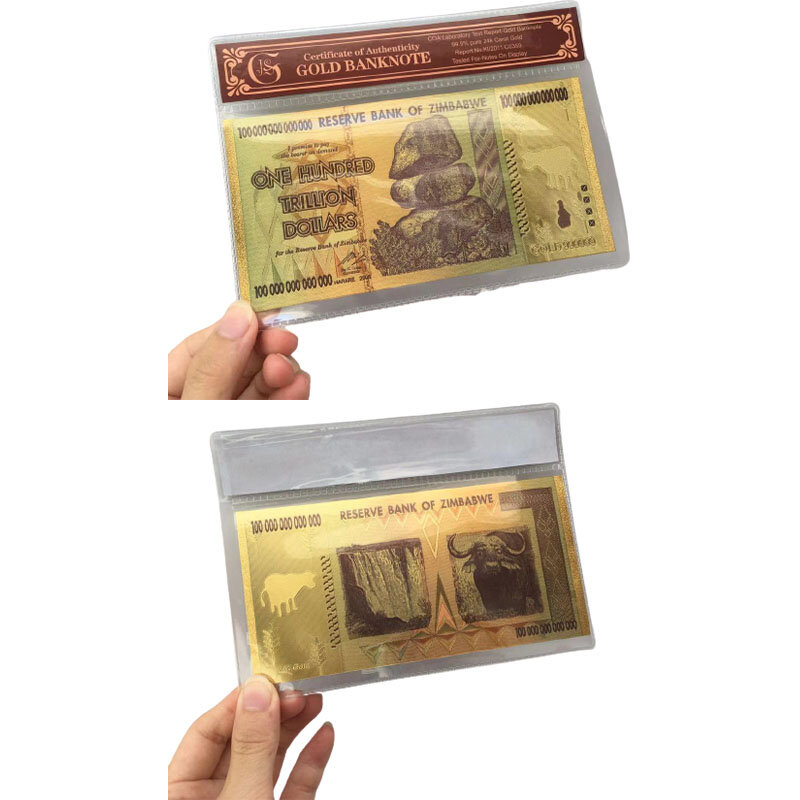 Billetes conmemorativos de 100 trillones de dólares, lámina de oro negro de Nigeria