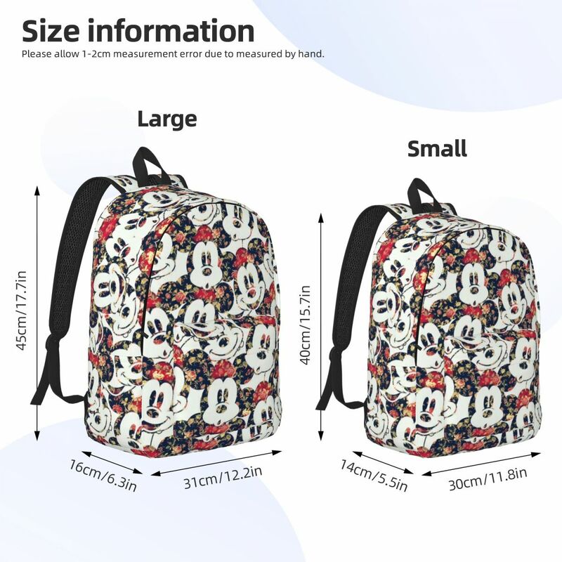 Benutzer definierte Mickey Mouse Kopf Cartoon Reise Leinwand Rucksack Frauen Männer Schule Computer Bücher tasche College Student Daypack Taschen