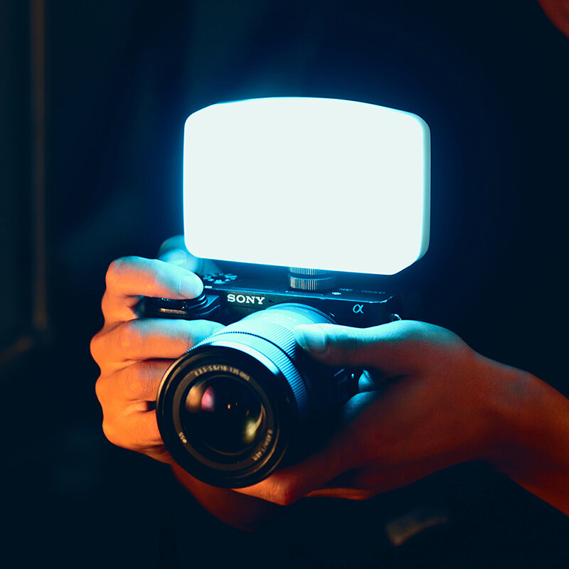 VIJIM VL120 Luz de relleno de cámara LED portátil, temperatura de doble Color ajustable con pantalla de silicona suave, escena, luz de atmósfera