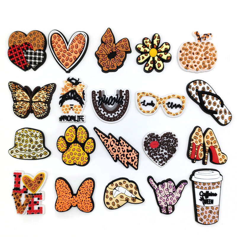 Hot 1PCS Ornament Original DIY Accessories Clogs Sexy Shoe Charms Leopard Print Sandals Pins Decorate Child Girl Kid Party Gifts