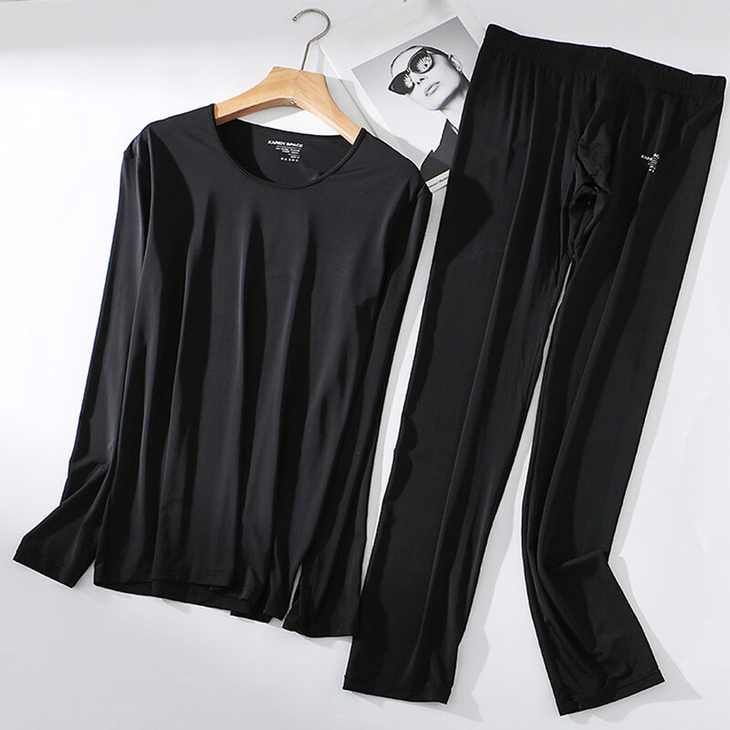 Comfortable and Stylish Men\\\\\\\'s Ice Silk Long Underwear Set Long Sleeves Top and Bottom Various Colors Available