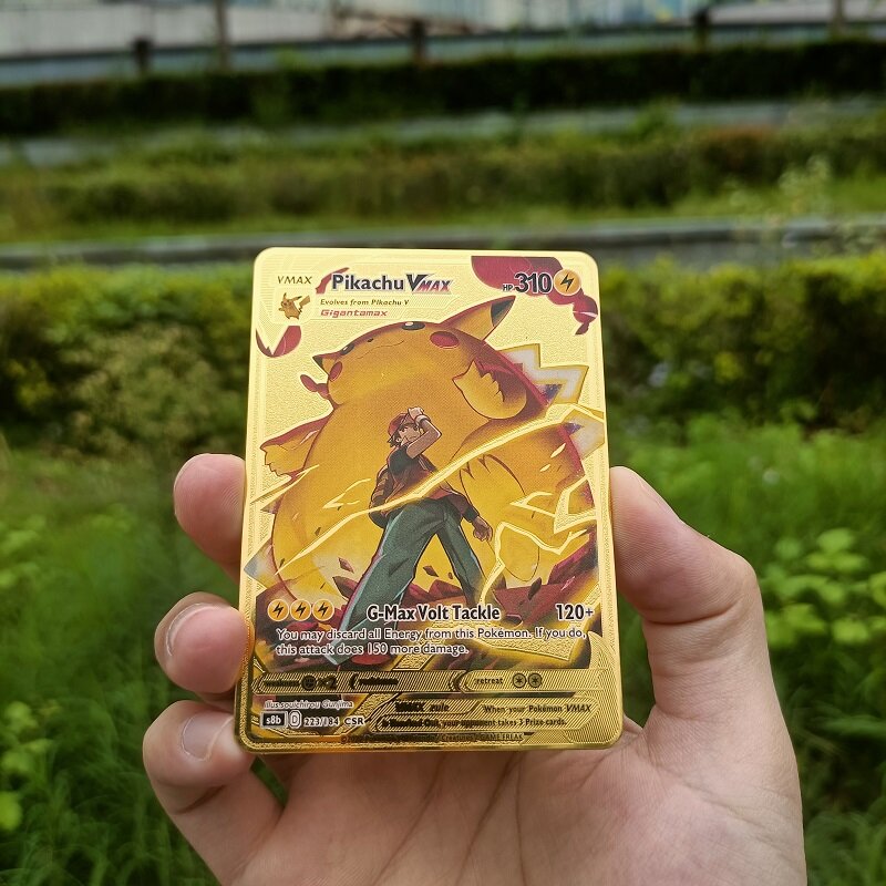 Mewtwo Eevee Arceus Tarjeta de energía Pokemon Metal Gold, Gengar Ash Ketchum Rare Game Collection Battle Trainer Card, regalo para niños, nuevo
