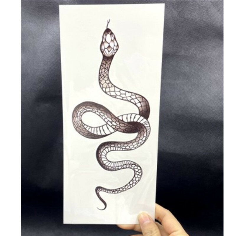 Черная Змея Временные татуировки наклейки для женщин мужчин тело талии водонепроницаемый поддельные татуировки темное вино большой размер змея татуировки новый