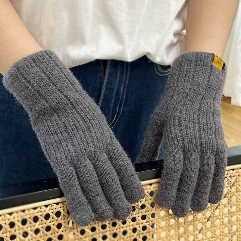 Перчатки с пальцами для мужчин и женщин, модные утепленные трикотажные для велоспорта, с защитой от ветра, для сенсорных экранов, зимние теплые, 1 пара