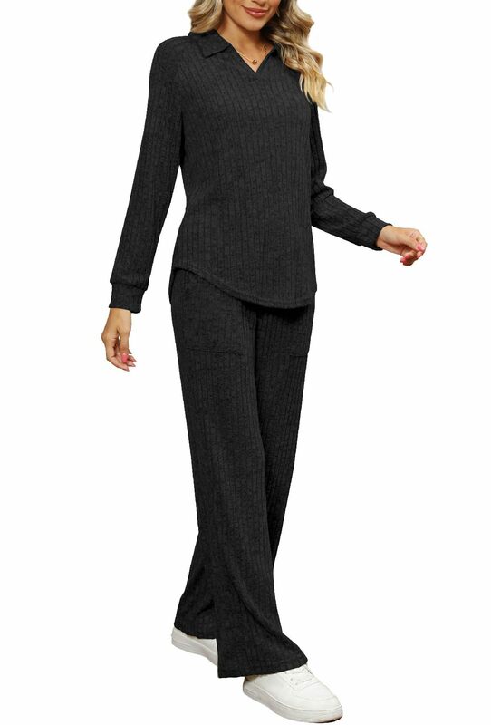 Loose Simple Solid Color Casual Suit Women Autumn New Textured Drawstring Womens Loungewear