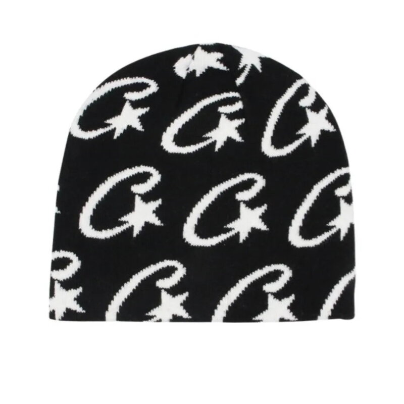 หมวกถักนิตติ้งสตรีทแวร์หมวกเวสท์วู้ดบีนนี่แจ็คการ์ด Y2K ออกแบบได้ตามต้องการสำหรับฤดูหนาว2024