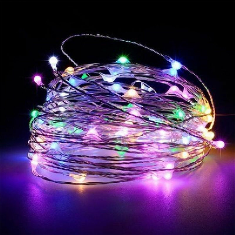 LED銅線チェーンライト,USB 5m/10m,妖精,クリスマス,寝室,屋内,結婚式の装飾用