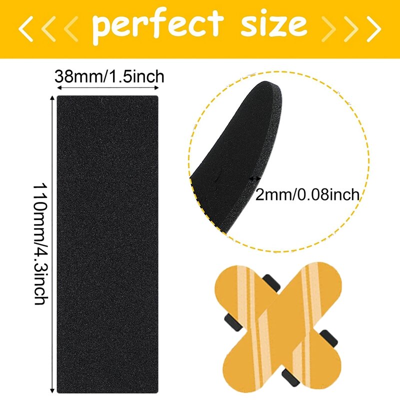 Клейкая лента для мини-фингербордов, черный нескользящий материал, 24 штуки