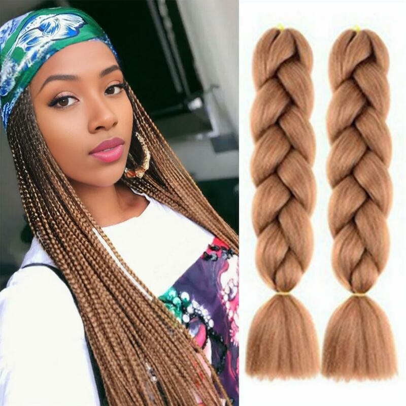 60cm Synthetic Hair Gradient Color Braid Wig Hip Hop Style Natural Pigtail Wig High-temperature Fiber Women Hairpiece Extensions
