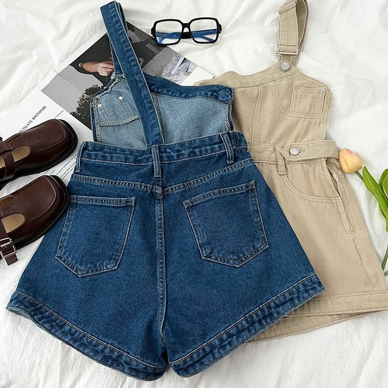 Комбинезон женский джинсовый короткий, повседневный пикантный винтажный Ромпер на одно плечо, уличная одежда, на лето