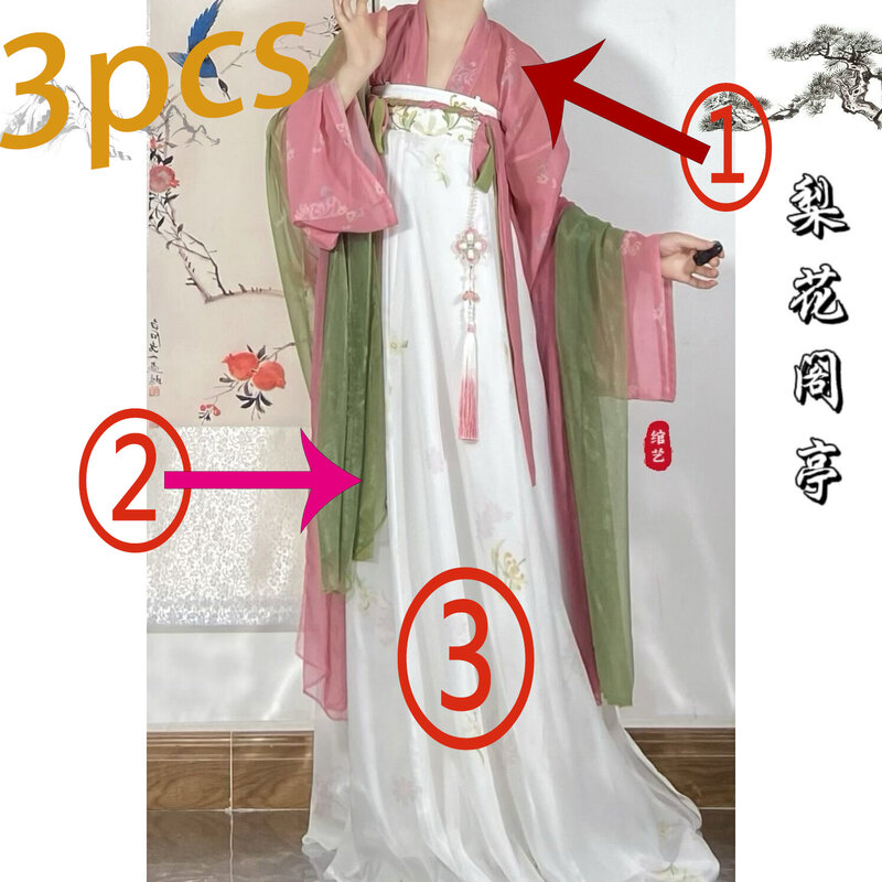 Hanfu chino antiguo para mujer, disfraz de Hada, vestido de baile, traje de fiesta, conjuntos verdes y rosas