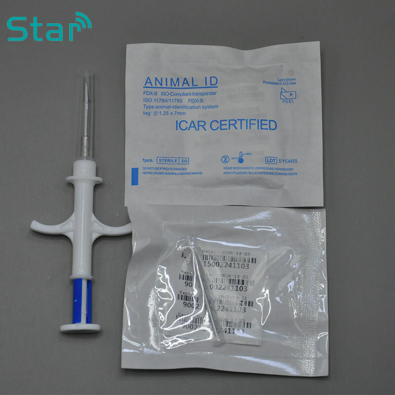 Separated Animal Needle FDX-B Pet ID Tag 134.2KHz Animal Microchip Syringe 2.12x12MM Injector Matching Recycle Metal Injector