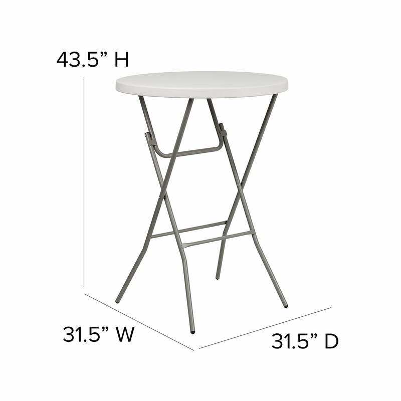 Round White Plastic Bar Height Folding Table Kitchen Bistro Pub Table