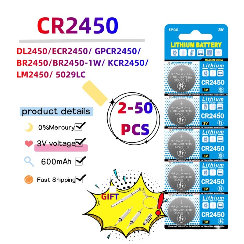 3V CR2450 baterie guzikowe CR 2450 5029LC LM2450 DL2450 CR2450N BR2450 600mAh ogniwo litowe bateria zegarka na monety