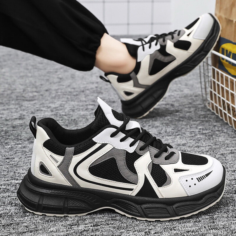 Мужские кроссовки на толстой подошве, дышащие сетчатые, модная повседневная спортивная обувь для бега, на весну