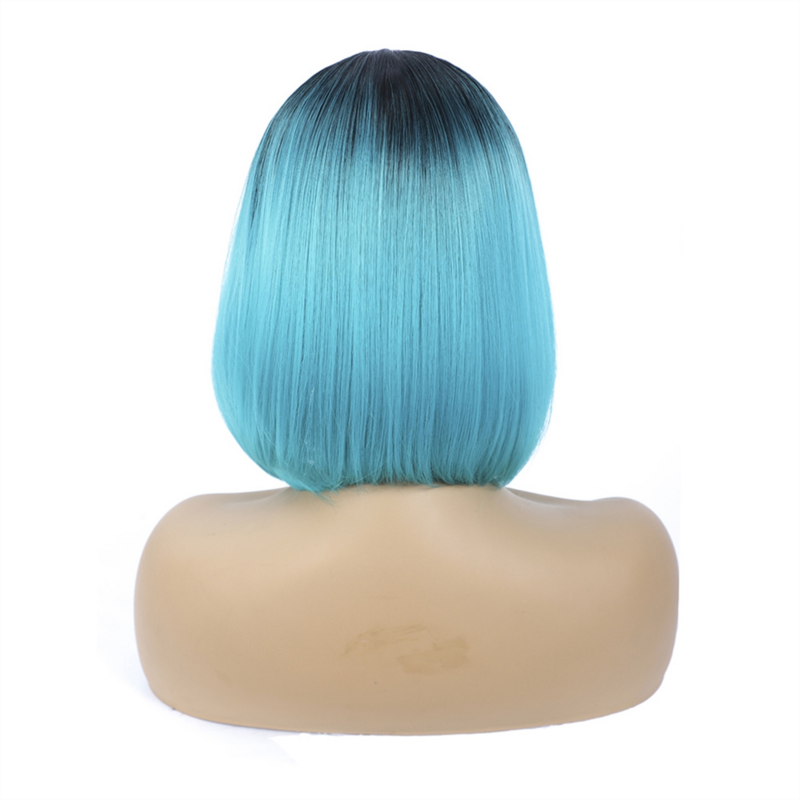 Fashion Wig Short Hair Middle Parted Color Head Chemical Fiber High Temperature Silk Ladies Wig Head Covering,G