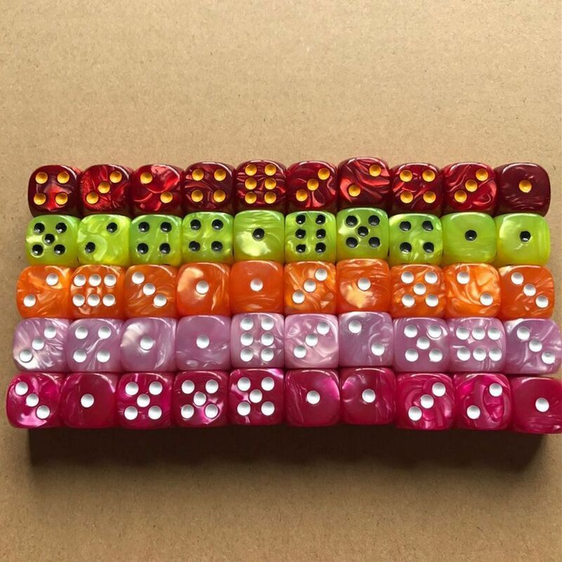 10pcs/set Round Corner Pearl Gem Dice 6 Sided 16mm Dice Playing Table Board Bar Games Party Funny Tools Entertainment Supplies