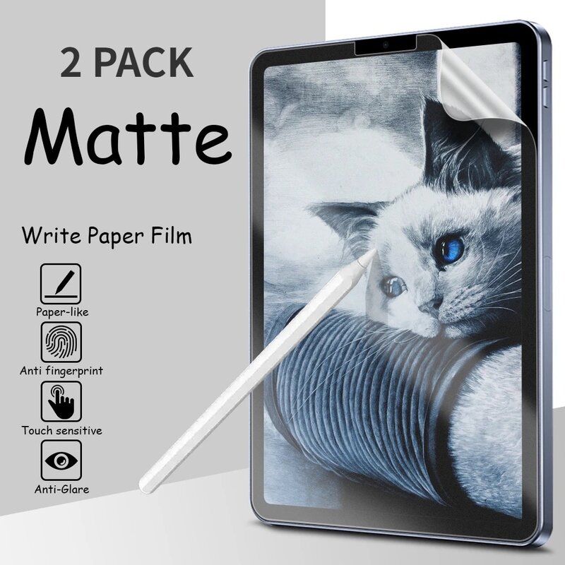 2 buah kertas terasa Film untuk Lenovo Xiaoxin Pad Pro 12.7 "2023 Matte kertas Film gambar hewan peliharaan untuk Xiaoxin Pad Pro 12.7 inci TB-371FC