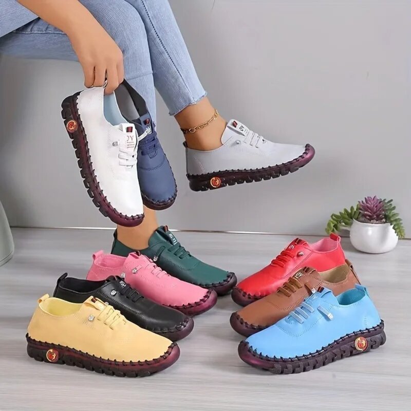 Sepatu kets wanita untuk wanita, sepatu Sneakers desainer modis kasual luar ruangan, sepatu Platform rata, sepatu sneaker wanita baru untuk ibu dan wanita