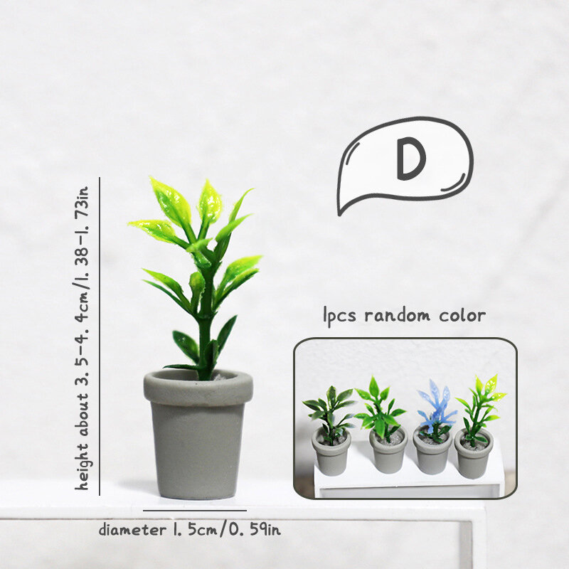 1/12 Dollhouse Mini Potted Plants Doll House Simulation Green Plant Dollhouse Home Furniture Decoration Scene Toy