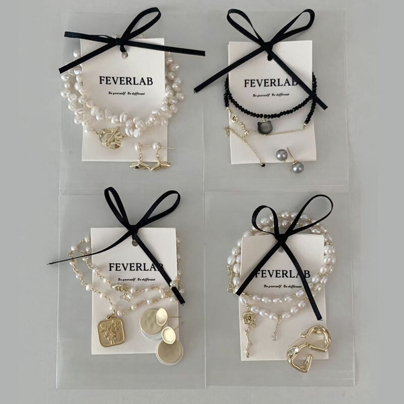 Etiquetas colgantes para exhibición de collares y pendientes, etiquetas de tela para joyería hecha a mano, etiquetas de precios al por menor, embalaje de regalo, 5 unidades por lote