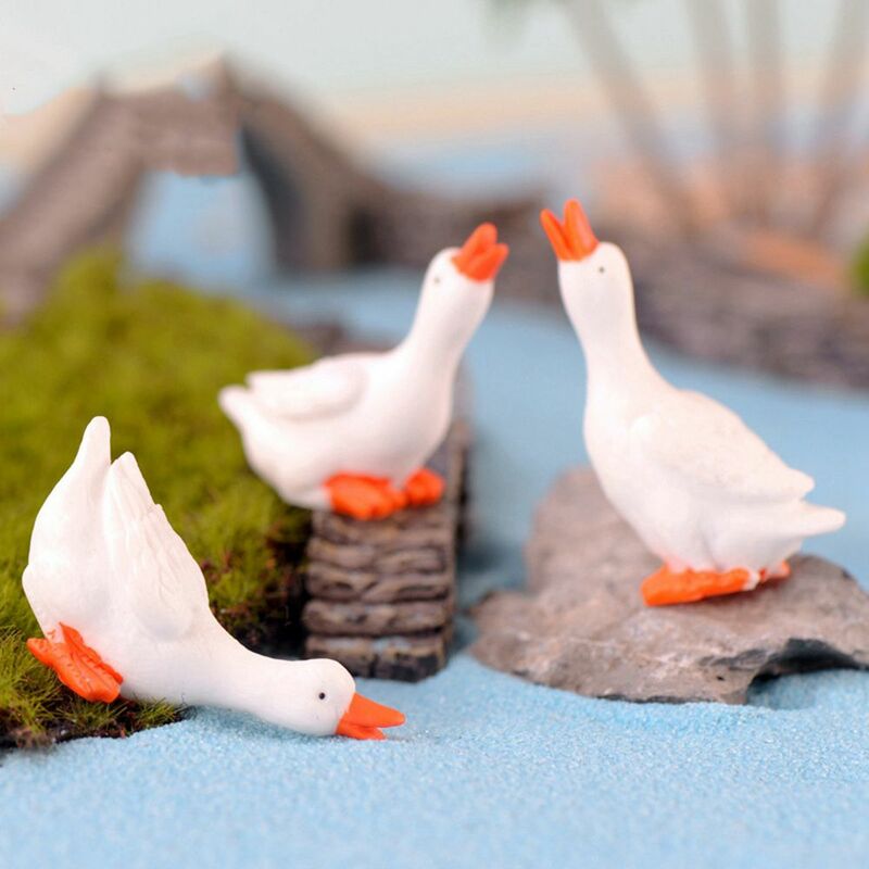 Swan Goose Miniature Figurine, Acessórios Bonitos de Resina, Presente Pai-Filho, Fada Jardim Bonsai Ornamento, Desk Pot Craft