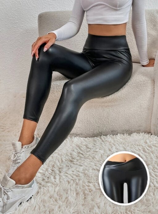 Autumn and Winter Leggings High Waist Plush Thickened Pu Leather Tights 2023 New Daily Skinny Fashionable Temperament Commuting