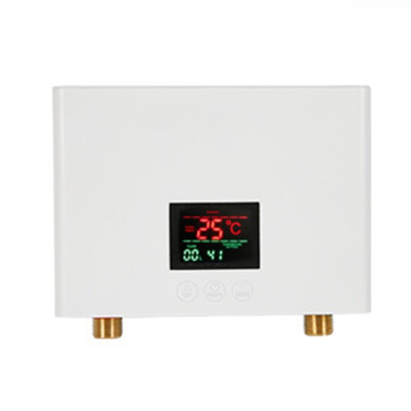 110V 220V Water Heater Bathroom Kitchen Wall Mounted Electric Water Heater LCD Temperature Display White EU Plug