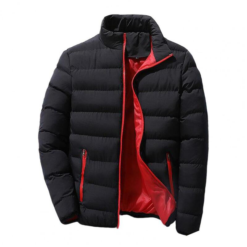 Jaqueta acolchoada de zíper masculina, sobretudo quente, casaco moderno, outono, inverno, streetwear