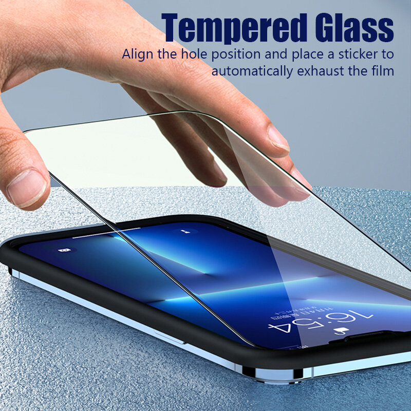Protector de pantalla de vidrio para iPhone, cubierta completa para iPhone 15, 14, 13, 12, 11 Pro Max, 13 Mini, 14, 15 Plus, Xs Max, SE 2022, 4 unidades