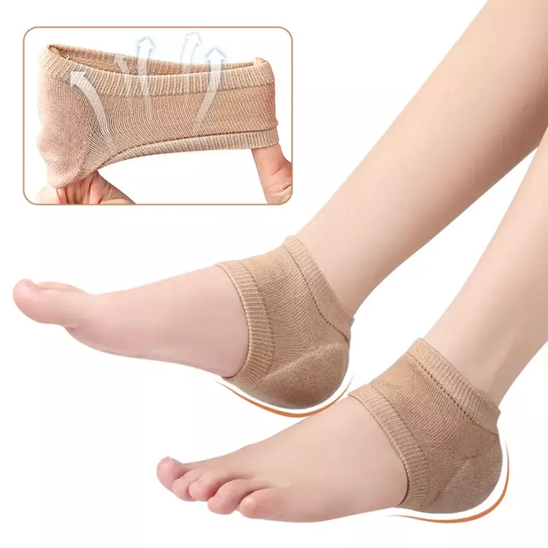 แผ่นซิลิโคนป้องกันส้นเท้ากันลื่นแผ่นรองป้องกันส้นเท้าแผ่นรองส้นเท้า plantar fasciitis รองรับอาการปวดส้นเท้าลดถุงเท้าไหมพรมซ่อมแซมผิว