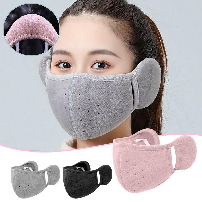 Masker hangat satu telinga untuk pria wanita, masker hangat lembut bersirkulasi udara, masker tahan angin tahan debu dengan penutup telinga 2 dalam 1 Musim Dingin G9L1