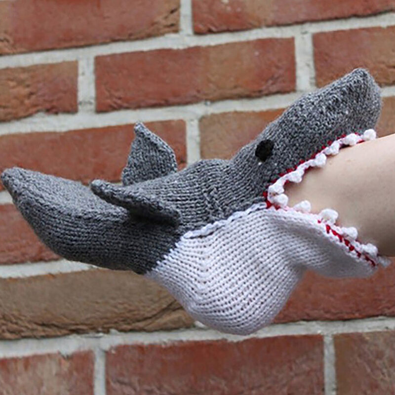 Knit Crocodile Socks Funky Alligator Socks Modern Knit Animal Shark Socks Whimsical Knit Fish Socks Thickening Socks Gift