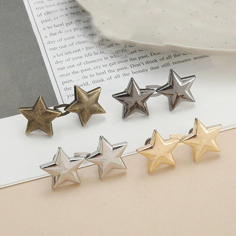 Y2k Star Waist Buckle Adjustable Detachable Pants Clips Waist Tightener For Girls Nail-Free Jeans Metal Button Snaps Accessories