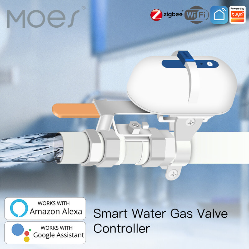Válvula de cierre automático para tubería de Gas y agua, controlador inteligente con WiFi/ZigBee, Control remoto por aplicación Smart Life, Tuya, Alexa y Google Home