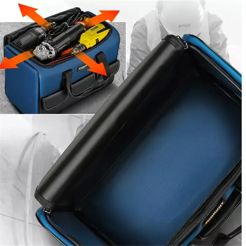 Tas perkakas kotak baru, dengan 30% kapasitas lebih besar, anti air, Multi saku, kantong alat penata untuk alat listrik